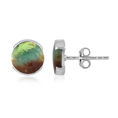 Pendientes en plata con Ópalo de madera de Garut (Bali Barong)