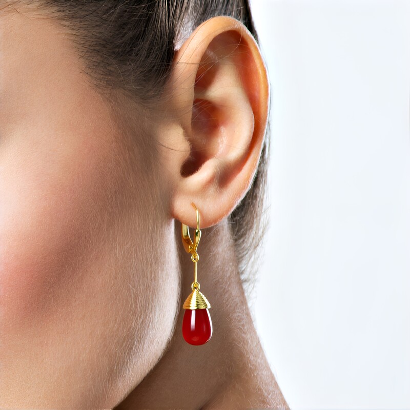 Roter Onyx-Silberohrringe (MONOSONO COLLECTION)