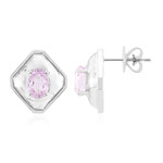 Zilveren oorbellen met kunzietstenen (Pallanova)