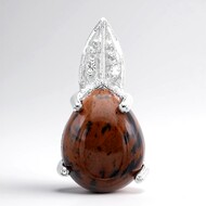 Pendentif en argent et Obsidienne acajou