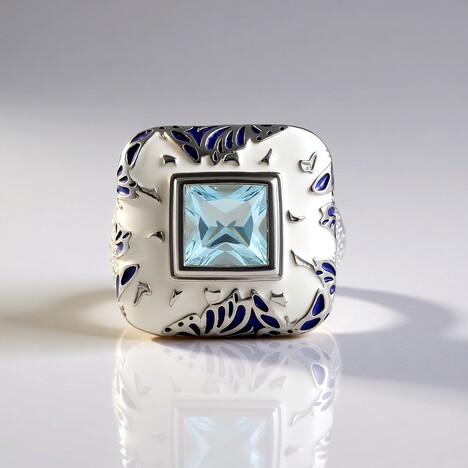 Anello in argento con Topazio Blu Cielo (Adela Silber)