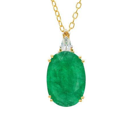 Pit D8 Emerald Silver Necklace (Gems en Vogue)