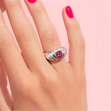 Anillo en plata con Zircón rosado (SAELOCANA)