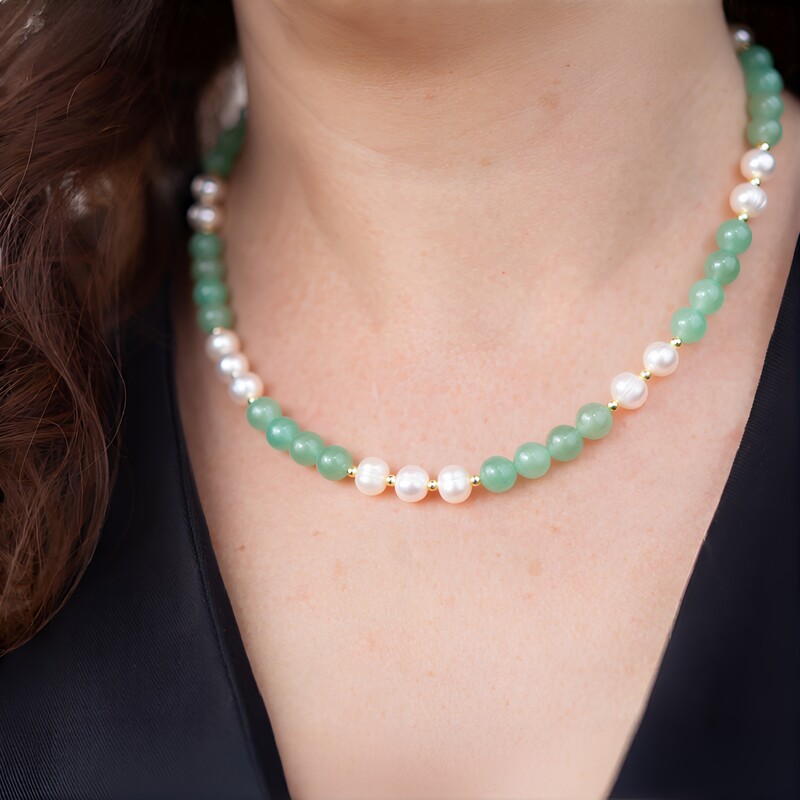 Collana in argento con Avventurina Verde (Riya)