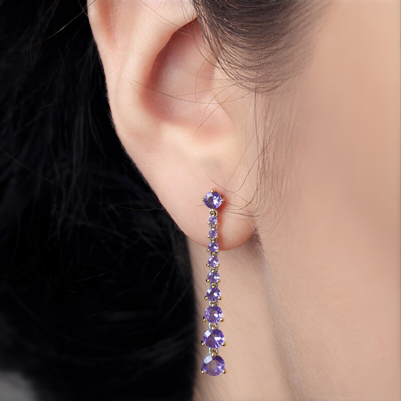 Tansanit-Silberohrringe (Gems en Vogue)