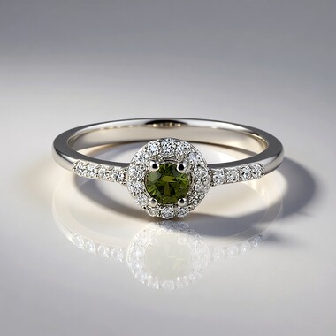 Anello in argento con Zircone Ceylon Verde (MONOSONO COLLECTION)