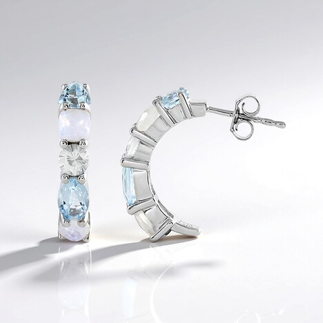 Orecchini in argento con Pietra di Luna Blu (KM by Juwelo)