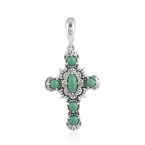 Zilveren hanger met een Groene Turqoois (Desert Chic)