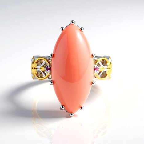 Anello in argento con Calcedonio Rosa (Gems en Vogue)
