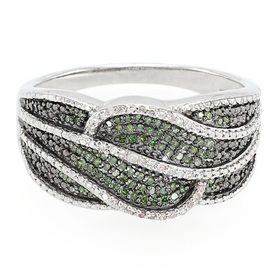 Smaragdgrüner Diamant-Silberring