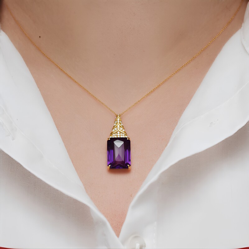 Pendentif en or et Améthyste de Zambie (de Melo)