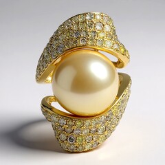 Anello in oro con Perla Dorata dei Mari del Sud
