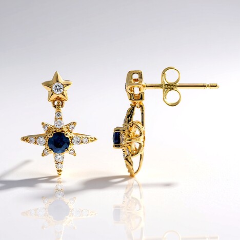 Orecchini in oro con Zaffiro Ceylon Blu