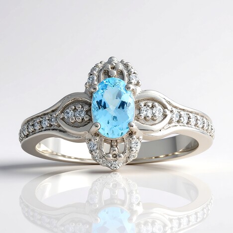 Bague en argent et Aigue-Marine Santa Maria