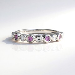 Bague en argent et Saphir parme