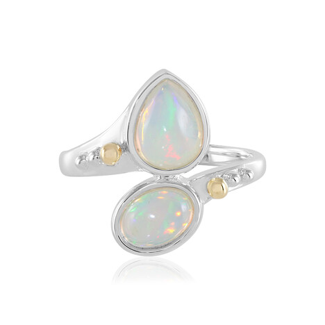 Welo-Opal-Silberring mit Gold (Granulieren)