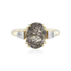 Bague en argent et Quartz rutile noir