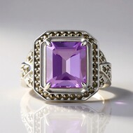 Anello in argento con Ametista Rose de France (Annette classic)