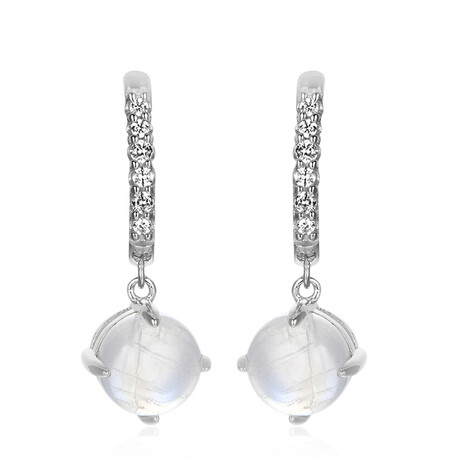 Zilveren oorbellen met Tanzania Regenboog Maanstenen