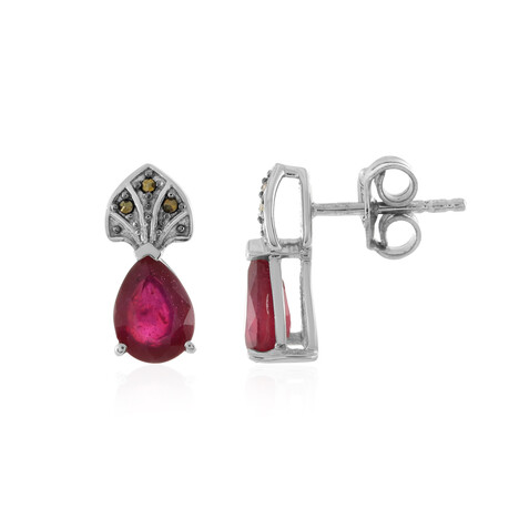 Madagaskar-Rubin-Silberohrringe