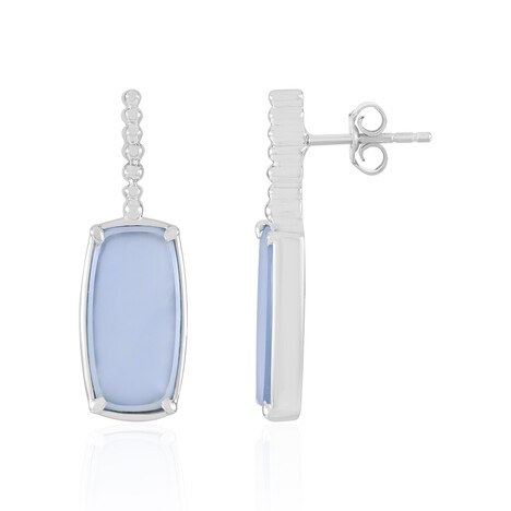 Zilveren oorbellen met Aqua Chalcedonen