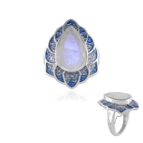 Regenbogen-Mondstein-Silberring (Adela Silber)