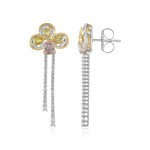 Pendientes en plata con Zafiro rosado (Gems en Vogue)