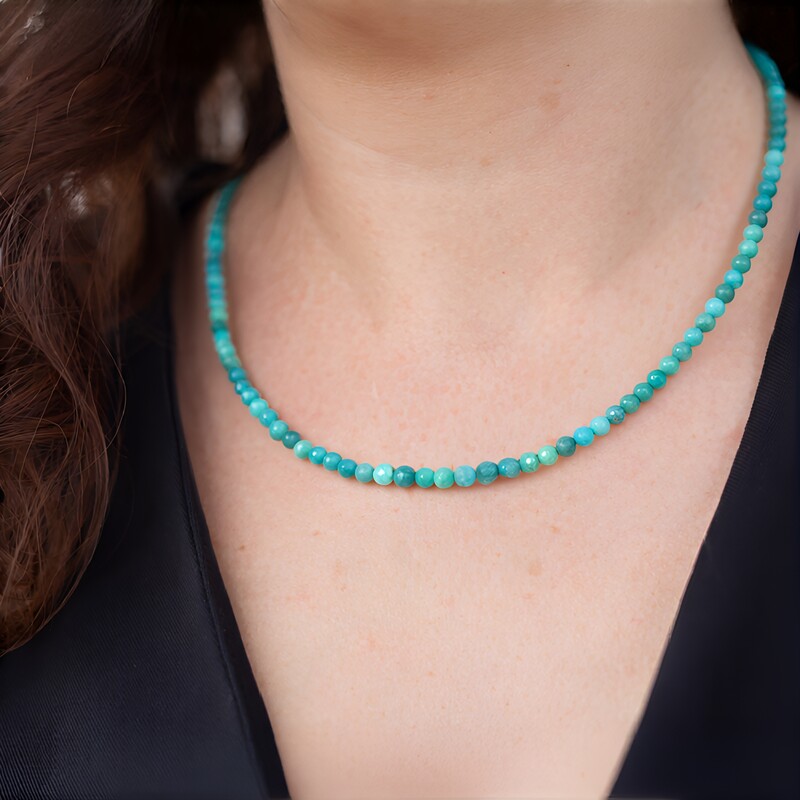 Zilveren halsketting met amazonieten