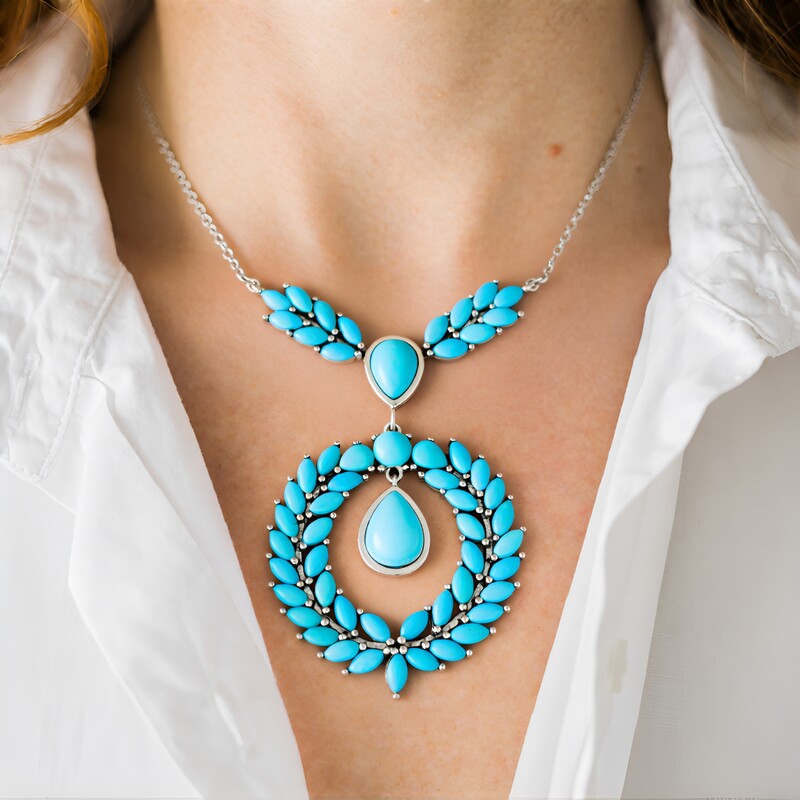 Sleeping Beauty-Türkis-Silbercollier