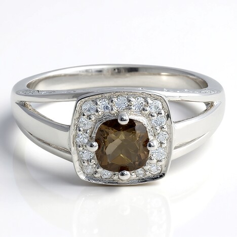Bague en argent et Quartz fumé