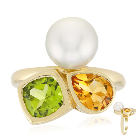 Bague en or et Perle blanche des mers du sud (Michelle Albala)