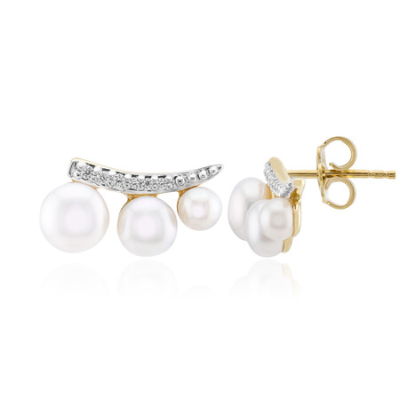 Boucles d'oreilles en argent et Perle blanche de culture d'eau douce (TPC)