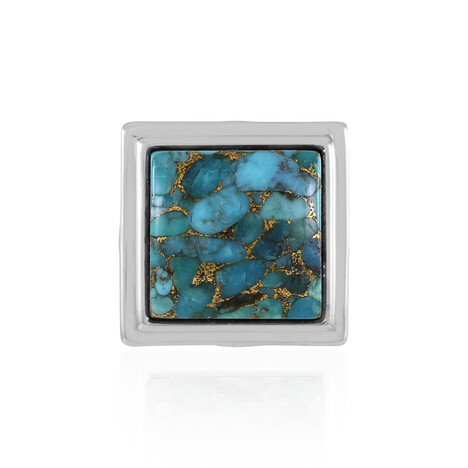 Zilveren hanger met een Blauwe Mohave Koper Turkoois (MONOSONO COLLECTION)