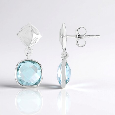 Boucles d'oreilles en argent et Topaze bleu ciel