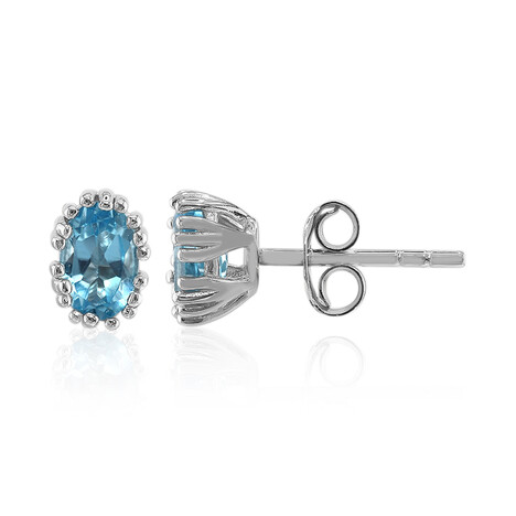 Pendientes en plata con Topacio azul suizo