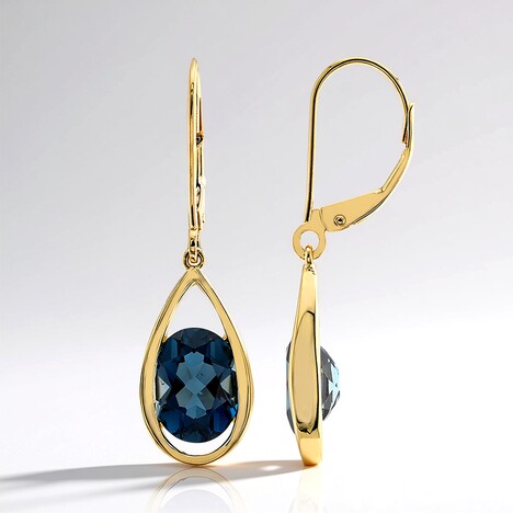 Orecchini in oro con Topazio Blu Londra