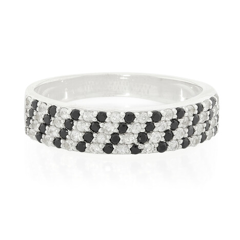 Anello in argento con Spinello Nero e Zaffiro Bianco