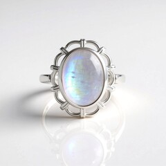 Anello in argento con Pietra di Luna Arcobaleno