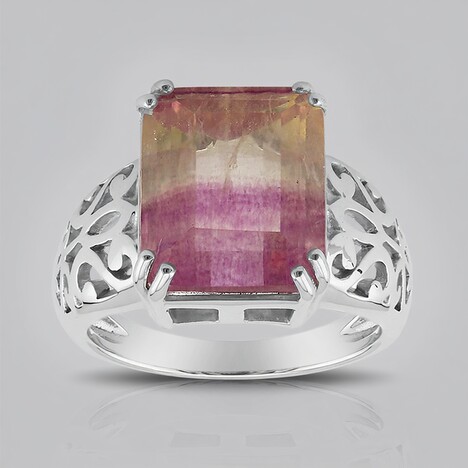 Bague en argent et Fluorite multicolore (Pallanova)