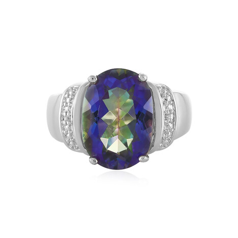 Bague en argent et Quartz mystique bleu