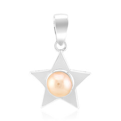 Zilveren hanger met een perzikkleurige Ming parel