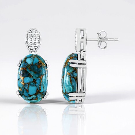 Boucles d'oreilles en argent et Turquoise bleue cuivrée de Mohave (Faszination Türkis)