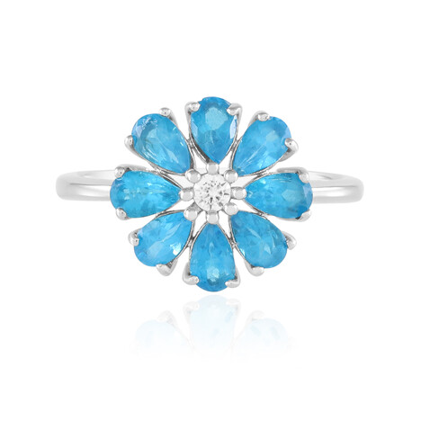 Bague en argent et Apatite bleu néon