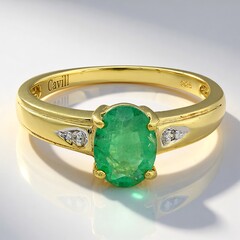 Anello placcato in oro con Smeraldo Bahia