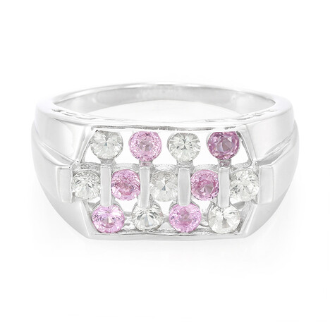 Zilveren ring met Ceylon roze saffieren