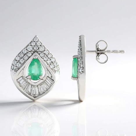 Orecchini in argento con Smeraldo Russo (Adela Silber)