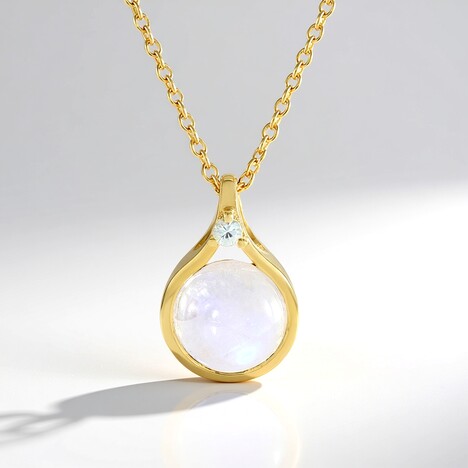 Collana in argento con Pietra di Luna Arcobaleno (KM by Juwelo)