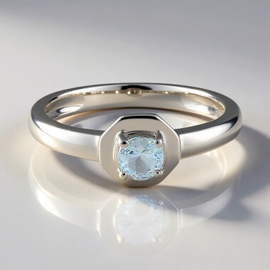 Bague en argent et Aigue-marine du Brésil