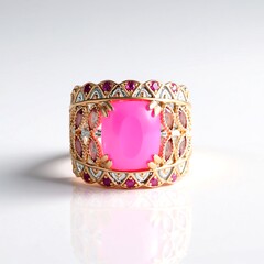 Anello in argento con Opale Rosa dell'Etiopia