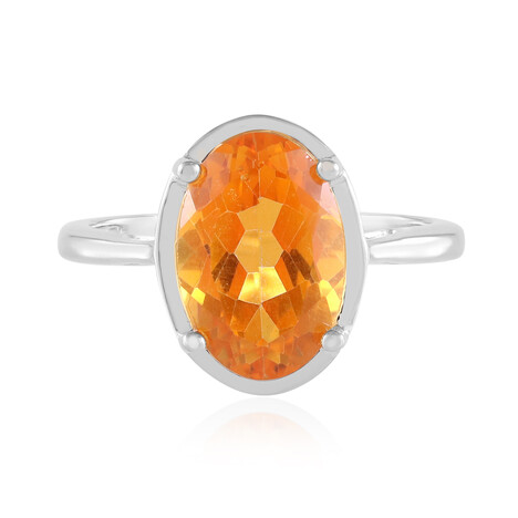Zilveren ring met een oranje topaas